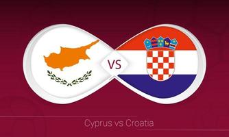 chypre contre la croatie en compétition de football, groupe h. versus icône sur fond de football. vecteur