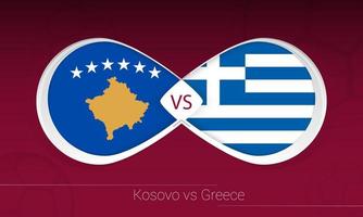 kosovo contre la grèce en compétition de football, groupe b. versus icône sur fond de football. vecteur