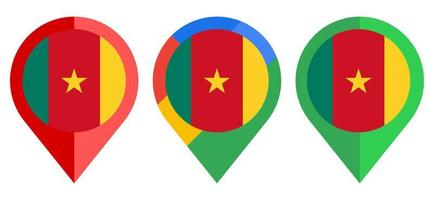 icône de marqueur de carte plate avec drapeau camerounais isolé sur fond blanc vecteur