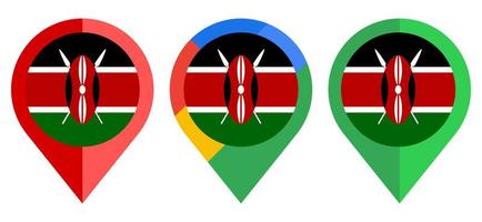 icône de marqueur de carte plate avec drapeau kenya isolé sur fond blanc vecteur