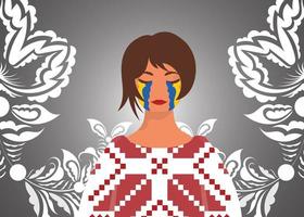 la fille verse des larmes avec la couleur du drapeau de l'ukraine. priez pour l'Ukraine. arrêter la guerre. illustration vectorielle. vecteur