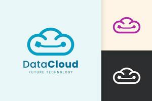 logo cloud ou data dans un style moderne avec une couleur bleue vecteur