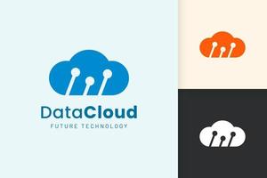 logo cloud ou data dans un style moderne avec une couleur bleue vecteur