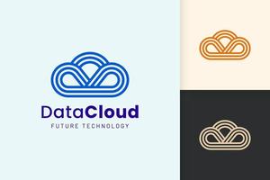 logo cloud ou data dans un style moderne avec une couleur bleue vecteur