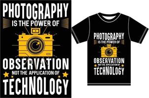 conception de t-shirt de photographie. t-shirt caméra. vecteur