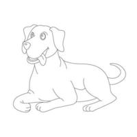 Page de coloriage de contour de chien mignon chiot pour les enfants coloriage d'animaux vecteur