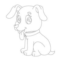 Page de coloriage de contour de chien mignon chiot pour les enfants coloriage d'animaux vecteur