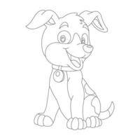 Page de coloriage de contour de chien mignon chiot pour les enfants coloriage d'animaux vecteur