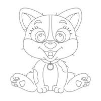 Page de coloriage de contour de chien mignon chiot pour les enfants coloriage d'animaux vecteur