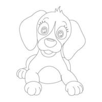 Page de coloriage de contour de chien mignon chiot pour les enfants coloriage d'animaux vecteur