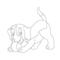 Page de coloriage de contour de chien mignon chiot pour les enfants coloriage d'animaux vecteur