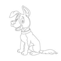 Page de coloriage de contour de chien mignon chiot pour les enfants coloriage d'animaux vecteur