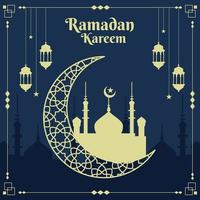 fond de ramadan islamique avec croissant de lune vecteur