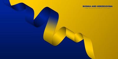 agitant la conception de ruban jaune et bleu. modèle de fête de l'indépendance de la bosnie-herzégovine. vecteur