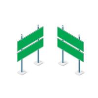 panneaux de signalisation ensemble isométrique objet de rue pour le transport de la direction de la circulation des informations sur l'autoroute. vecteur