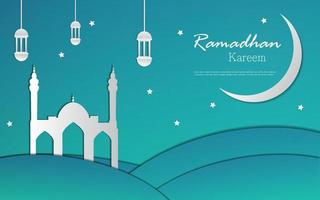 modèle de bannière horizontale ramadan kareem vecteur