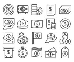 ensemble d'icônes de salaire en dollars, d'oeufs de dividende, de billets de banque et d'argent vecteur