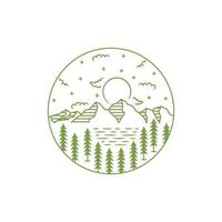 logo de voyage avec emblème. illustrations vectorielles d'été. concept de badge symbole d'aventure et d'envie de voyager pour l'activité camp d'été en plein air. conception de t-shirt vecteur