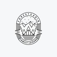 Cabine chalet aperçu badge logo vector illustration design, cabine chalet montagne logo