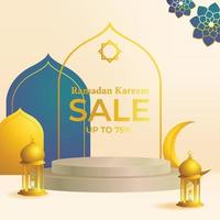 3d podium ramadan sale post promotion sur les médias sociaux pour l'affichage et la vitrine du produit vecteur