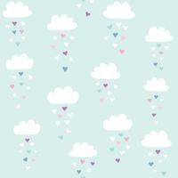 motif vectoriel de nuages avec pluie de coeurs colorés. joli arrière-plan transparent pour la saint-valentin. illustration pour bébés, enfants.