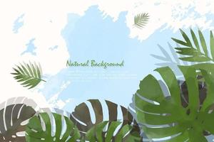 arrière-plan abstrait d'été avec plante aquarelle de décoration, nature, cadre de feuilles pour invitation ou carte. illustration vectorielle