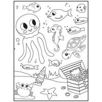 coloriages d'animaux de l'océan pour les enfants vecteur