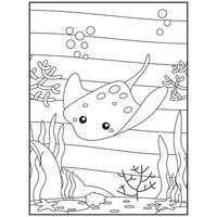 coloriages d'animaux de l'océan pour les enfants vecteur