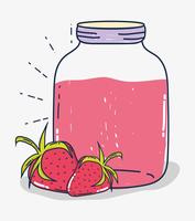 Caricature de jus de fruits de fraises vecteur