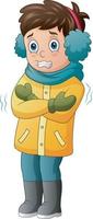 un garçon frissonnant dans l'illustration du temps d'hiver vecteur