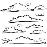 illustration de nuage doodle dessinée à la main en vecteur de style dessin animé