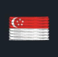 pinceau drapeau singapour. drapeau national vecteur