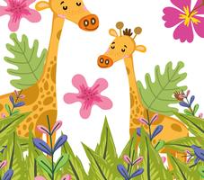Girafes mignons dessins animés vecteur