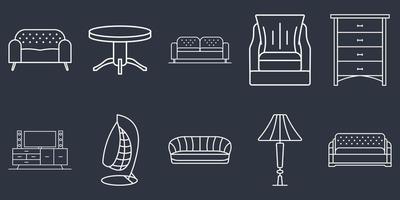 meubles pour la chambre et le salon. icône de vecteur. canapés de style linéaire simples pour sites Web, logos. design d'intérieur moderne.