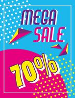 Mega soldes rabais affiche style Memphis vecteur