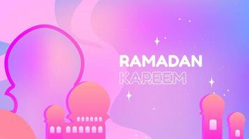 fond de paysage d'illustration de ramadan kareem avec ornements de silhouette de mosquée et rose dominant, pour l'utilisation d'événements de ramadan et d'autres événements musulmans vecteur