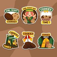 ensemble d'autocollants de cookies girl scout vecteur