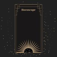 modèle pour un horoscope avec le soleil. une affiche élégante pour un horoscope du zodiaque ésotérique pour un logo ou une affiche sur fond noir avec des étoiles vecteur