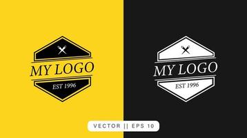 logo vintage en forme de polygone simple dans un style moderne vecteur