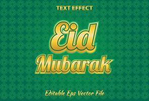 effet de texte eid mubarak couleur vert et or modifiable. vecteur