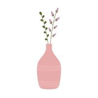 jardin sauvage fleurs épanouies dans un vase en céramique. décor à la maison dans un style scandinave simple. illustrations botaniques. vecteur