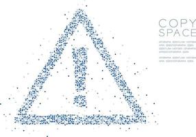 cercle géométrique abstrait particule de molécule de point signe d'attention forme de triangle, système d'avertissement d'erreur de technologie vr concept design illustration de couleur noire isolée sur fond blanc avec espace de copie vecteur