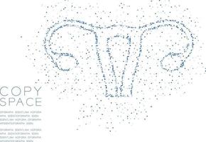 forme d'ovaire et d'utérus cercle géométrique abstrait motif de pixels de points, conception de concept d'organe de science médicale illustration de couleur bleue isolée sur fond blanc avec espace de copie, vecteur eps 10