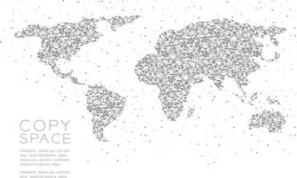 cercle géométrique abstrait point pixel motif carte du monde forme concept design illustration couleur noire sur fond blanc avec espace de copie, vecteur eps 10