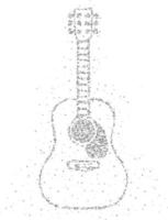 cercle géométrique abstrait point pixel motif forme de guitare acoustique, conception d'instrument de musique illustration de couleur noire sur fond blanc avec espace de copie, vecteur eps 10
