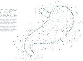 forme d'estomac cercle géométrique abstrait motif pixel point, conception de concept d'organe de science médicale illustration de couleur bleue isolée sur fond blanc avec espace de copie, vecteur eps 10