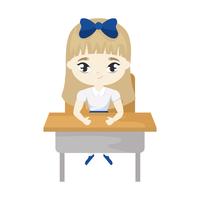 petite fille étudiante assise sur le banc d&#39;école vecteur