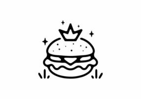 burger avec illustration de dessin au trait couronne vecteur