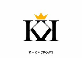 couleur noire de la lettre initiale kk avec couronne en or vecteur