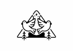 illustration de dessin au trait noir d'oiseau en forme de triangle